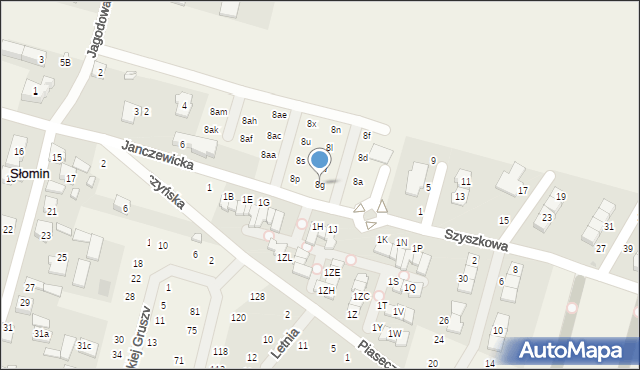 Słomin, Janczewicka, 8g, mapa Słomin