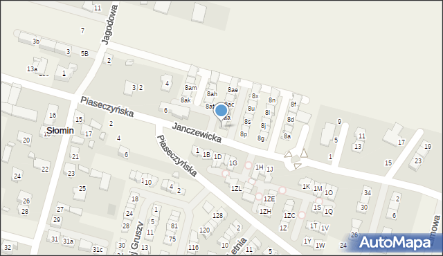 Słomin, Janczewicka, 8y, mapa Słomin