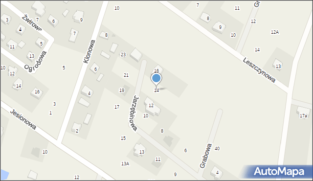 Słupno, Jarzębinowa, 14, mapa Słupno