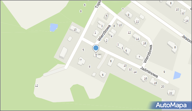 Słupno, Jaśminowa, 2, mapa Słupno