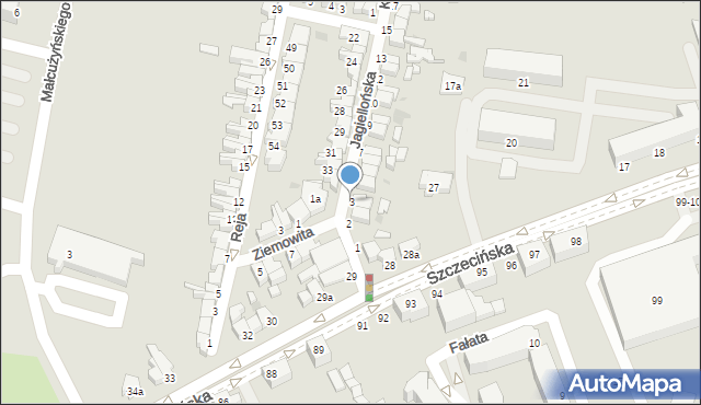 Słupsk, Jagiellońska, 3, mapa Słupska