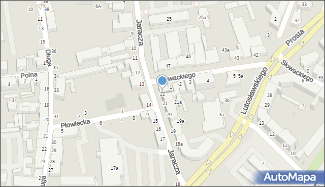 Słupsk, Jaracza Stefana, 22, mapa Słupska