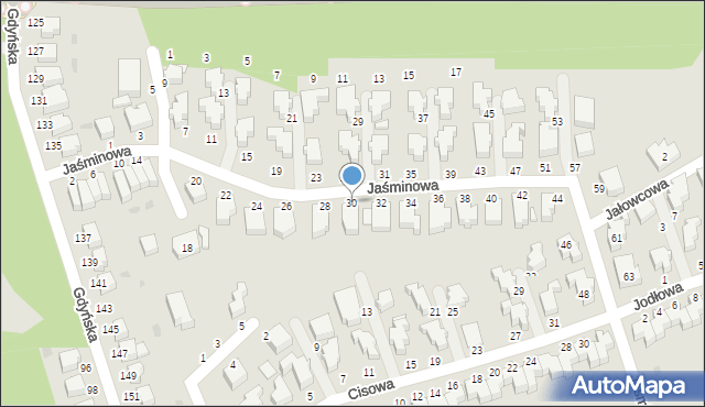 Słupsk, Jaśminowa, 30, mapa Słupska