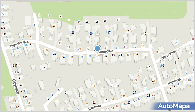 Słupsk, Jaśminowa, 32, mapa Słupska