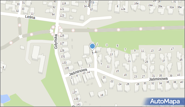 Słupsk, Jaśminowa, 5, mapa Słupska