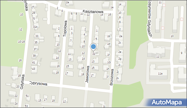 Słupsk, Jaworowa, 11, mapa Słupska