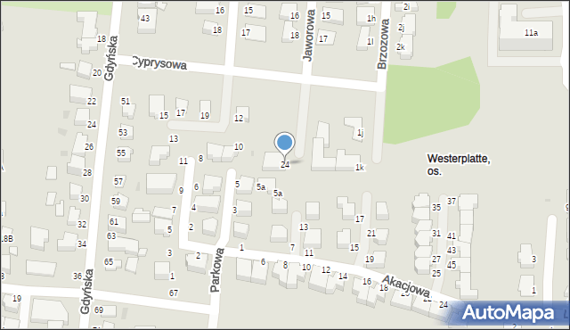 Słupsk, Jaworowa, 24, mapa Słupska