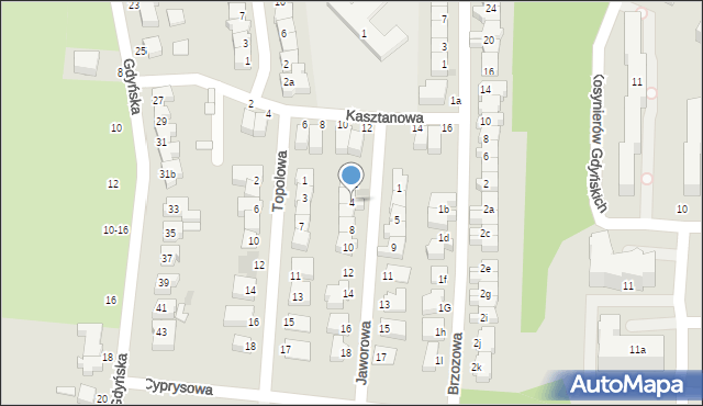 Słupsk, Jaworowa, 4, mapa Słupska