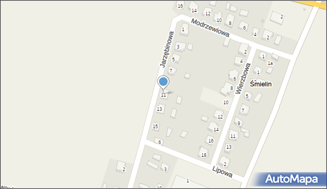 Śmielin, Jarzębinowa, 11, mapa Śmielin