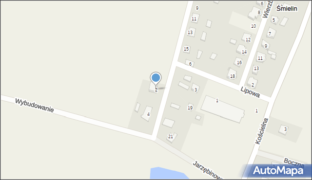 Śmielin, Jarzębinowa, 2, mapa Śmielin