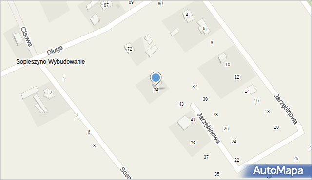 Sopieszyno, Jarzębinowa, 34, mapa Sopieszyno