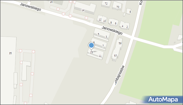 Sosnowiec, Janowskiego Aleksandra, 13, mapa Sosnowca