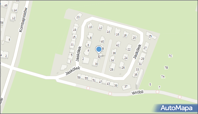 Sosnowiec, Jaskółek, 32, mapa Sosnowca