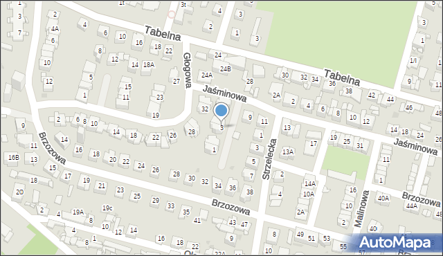 Sosnowiec, Jaśminowa, 3, mapa Sosnowca