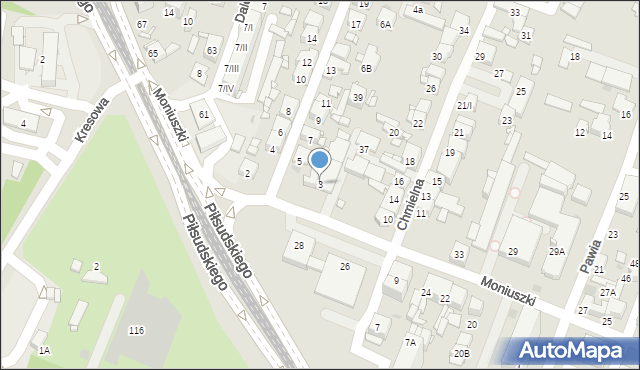 Sosnowiec, Jastrzębia, 3, mapa Sosnowca