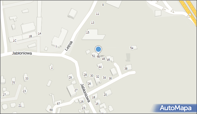 Sosnowiec, Jabłoniowa, 50, mapa Sosnowca