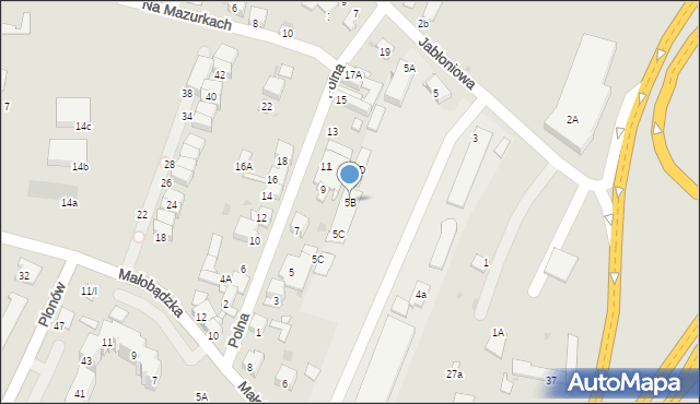 Sosnowiec, Jabłoniowa, 5B, mapa Sosnowca