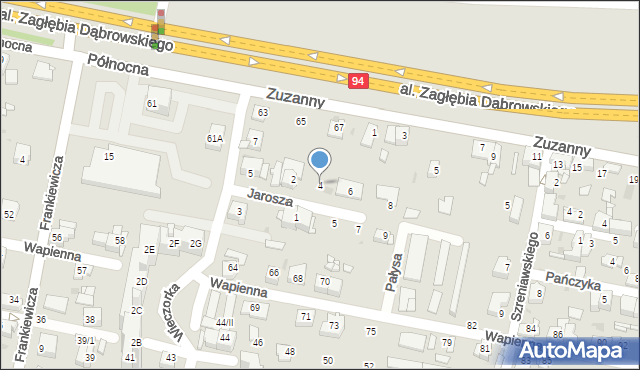 Sosnowiec, Jarosza Franciszka, 4, mapa Sosnowca