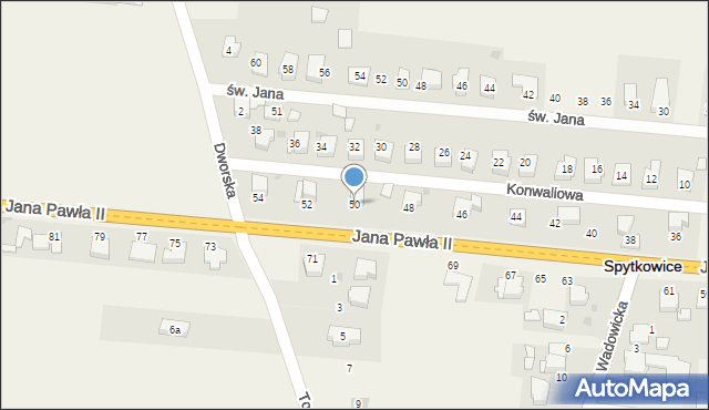 Spytkowice, Jana Pawła II, 50, mapa Spytkowice