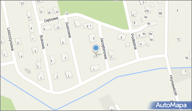 Śródlesie, Jarzębinowa, 3, mapa Śródlesie