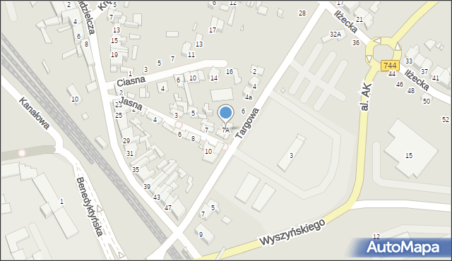 Starachowice, Jasna, 7A, mapa Starachowic