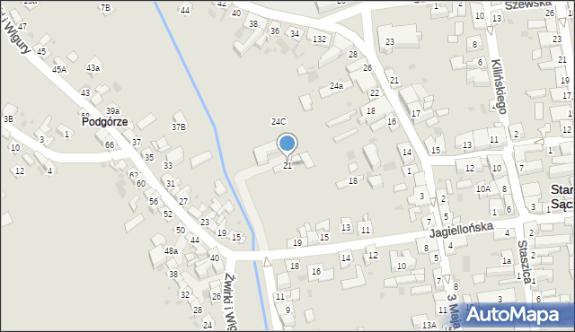 Stary Sącz, Jagiellońska, 21, mapa Stary Sącz