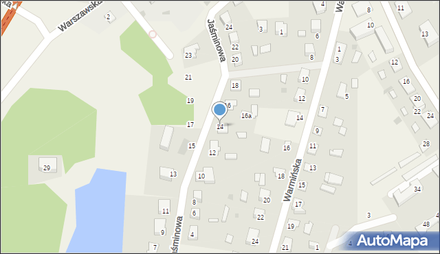 Stawiguda, Jaśminowa, 14, mapa Stawiguda