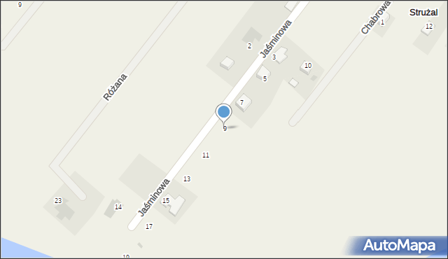 Strużal, Jaśminowa, 9, mapa Strużal