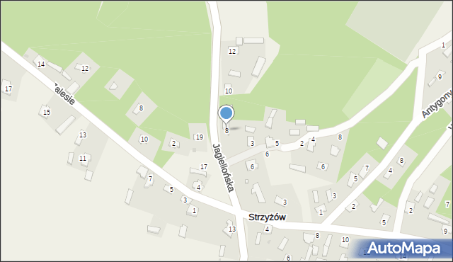 Strzyżów, Jagiellońska, 8, mapa Strzyżów