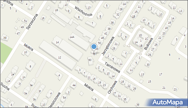 Suchy Las, Jarzębinowa, 58, mapa Suchy Las