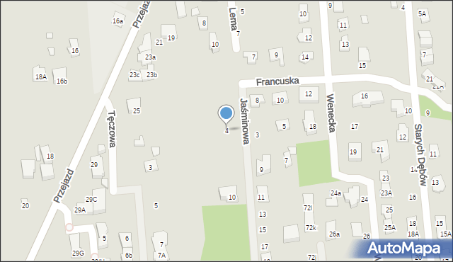 Sulejówek, Jaśminowa, 4, mapa Sulejówek