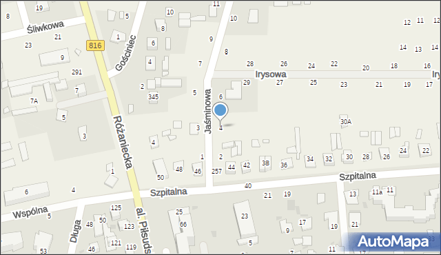 Suszno, Jaśminowa, 4, mapa Suszno
