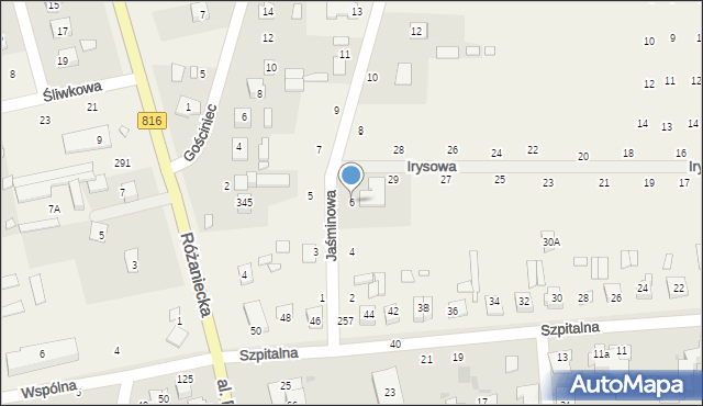 Suszno, Jaśminowa, 6, mapa Suszno