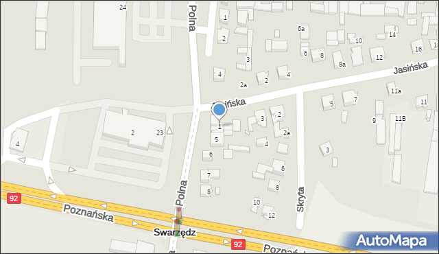 Swarzędz, Jasińska, 1, mapa Swarzędz
