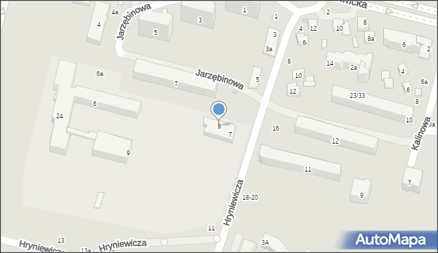 Świdnik, Jarzębinowa, 9, mapa Świdnika