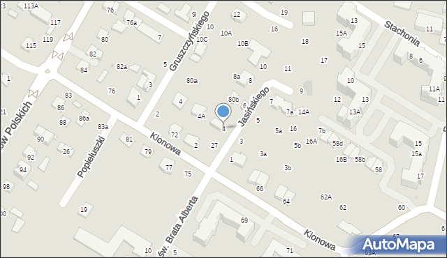 Świdnik, Jasińskiego Tadeusza, 4, mapa Świdnika