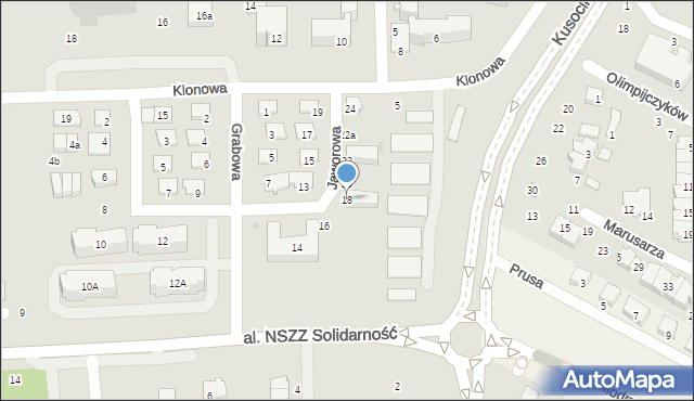 Świdnik, Jaworowa, 18, mapa Świdnika