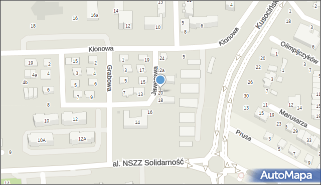 Świdnik, Jaworowa, 20, mapa Świdnika