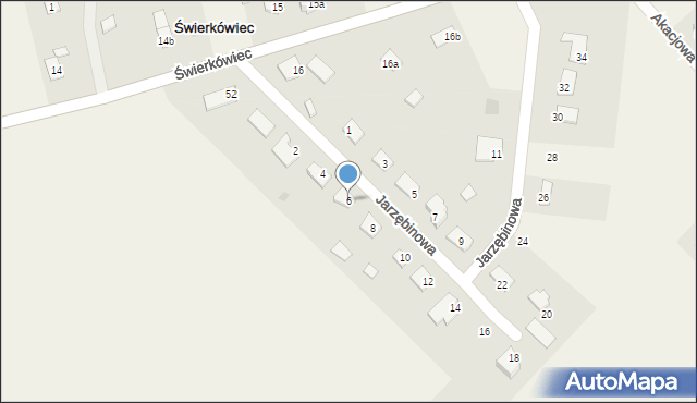 Świerkówiec, Jarzębinowa, 6, mapa Świerkówiec