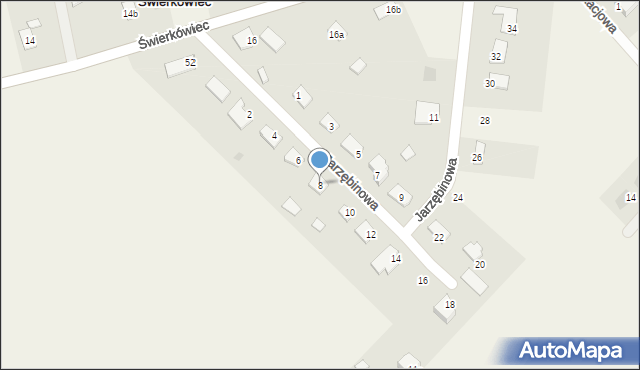 Świerkówiec, Jarzębinowa, 8, mapa Świerkówiec
