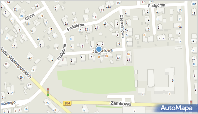 Szamotuły, Jabłoniowa, 8, mapa Szamotuły