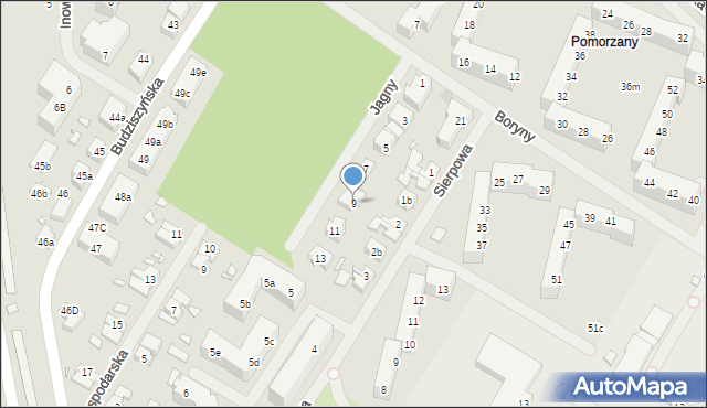 Szczecin, Jagny, 9, mapa Szczecina