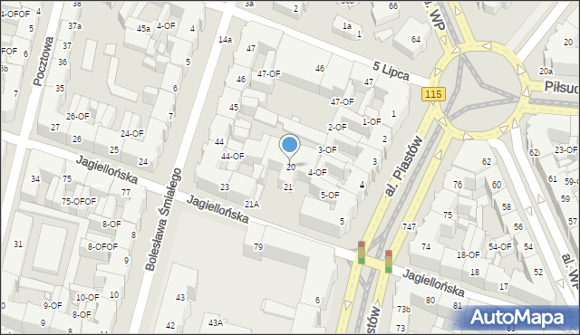 Szczecin, Jagiellońska, 20, mapa Szczecina