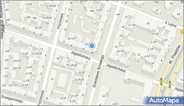 Szczecin, Jagiellońska, 24, mapa Szczecina