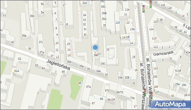 Szczecin, Jagiellońska, 34b, mapa Szczecina
