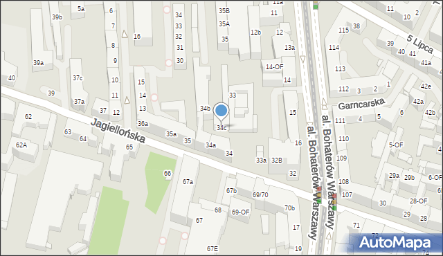 Szczecin, Jagiellońska, 34c, mapa Szczecina