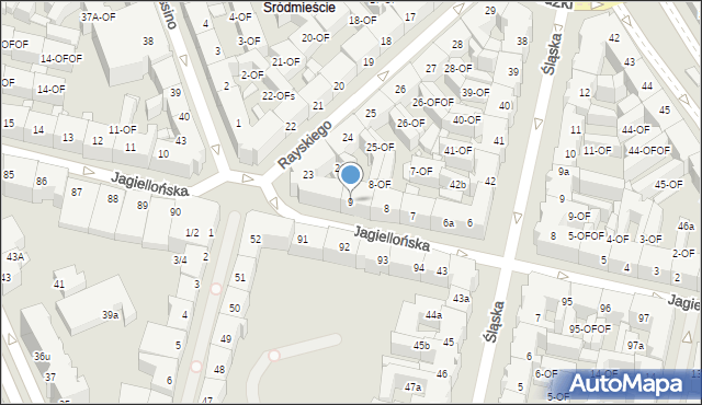 Szczecin, Jagiellońska, 9, mapa Szczecina