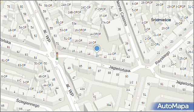 Szczecin, Jagiellońska, 13, mapa Szczecina