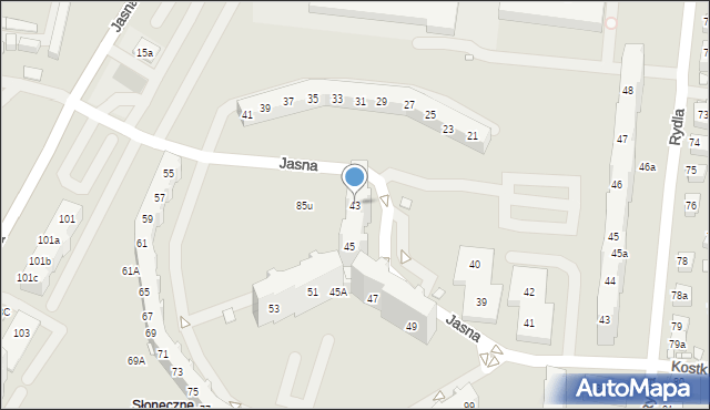 Szczecin, Jasna, 43, mapa Szczecina