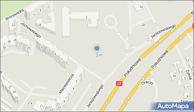 Szczecin, Janiszewskiego Ludwika, prof., 2, mapa Szczecina